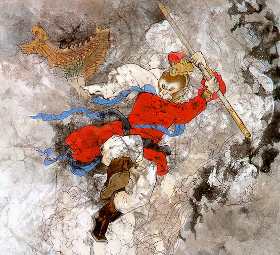 Сунь Укун, король обезьян, традиционная живопись
